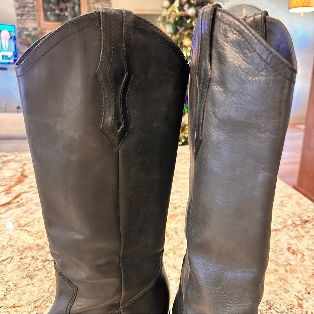 Frye black pull on genuine leather western boots size 6 cowgirl cowboy classic - Picture 6 of 12